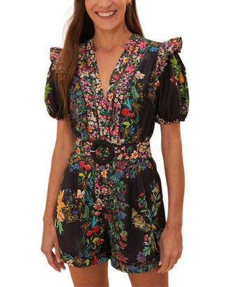 Farm Rio Farm Rio Delicate Forest Scarves Black Romper