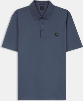 HUGO BOSS Mens Parris 01 Mercerised Cotton Polo Shirt in Blue - Size Medium