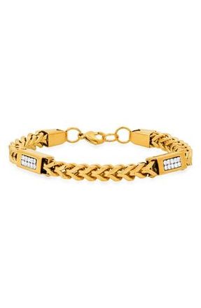 HMY Jewelry 18k Gold Plated Stainless Steel Simulated Diamond Chain Bracelet in Yellow at Nordstrom Rack
