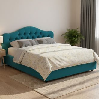 Dmora Letto Matrimoniale Aly, Letto Matrimoniale Sfoderabile, Contenitore Made In Italy, Dimensione Materasso 160x200 Cm, Azzurro