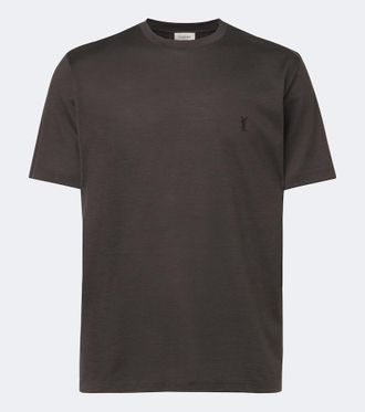 Saint Laurent Cassandre silk and cotton T-shirt