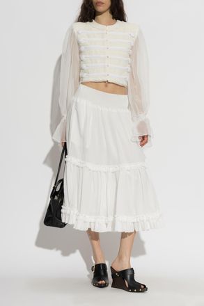 Balmain Tweed Blazer With Silk Sleeves, Womens, Cream