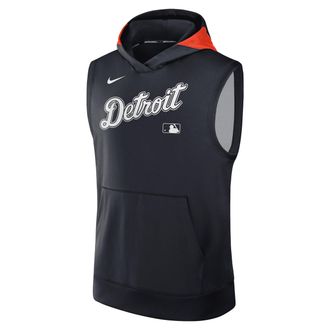 Nike Detroit Tigers Authentic Collection Mens Nike Mens Dri-FIT MLB Sleeveless Pullover Hoodie in Blue | 013U196NDG-2G5