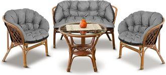 OEM Conjunto De Jard&iacute;n 2x122x40cm + 190x40cm Para Silla Sof&aacute; Columpio Muebles De Rat&aacute;n Impermeable Gris