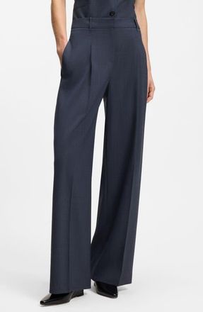 BOSS Tiana Flare Leg Virgin Wool Pants in Sky Captain at Nordstrom, Size 10