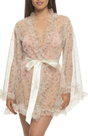 Felina Veil Luxe Lace Trim Robe in Cottage Ditsy at Nordstrom, Size Medium