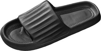 Generic 2026 Mens Slippers Couples Men Shower Room Home Solid Non Slip Breathable Massage Soft Sole Quick Drying Slipper Comfortable Flat Shoes (Black, 8)