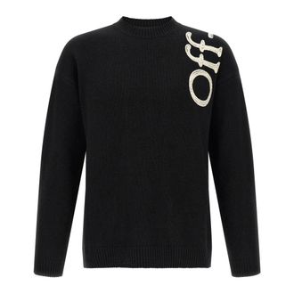 Off-white Bookish Shared Crewneck Jumper - male - Off White - Round-neck Knitwear - Black - XL - Knitwear