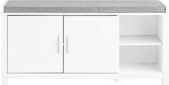 SoBuy Banco zapatero con 2 puertas para entrada blanco