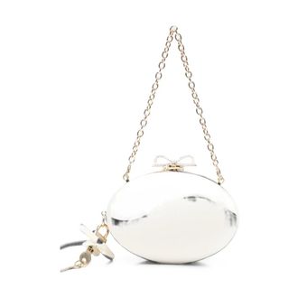 Self Portrait Tassen, Dames, Beige, ONE Size, Polyester, Satin Oval Clutch