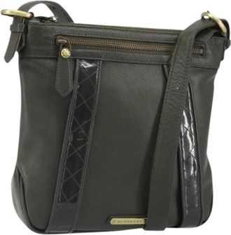 Burberry Pre-owned Cross Body Bags, female, Green, Size: ONE SIZE Pre-owned Leather Crossbody Bag