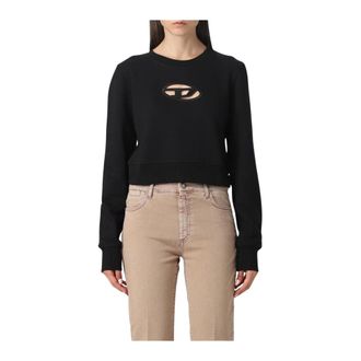 Diesel Hoodies & sweatvesten, Dames, Zwart, M, Katoen, F-Slimmy-OD Cropped Sweatshirt