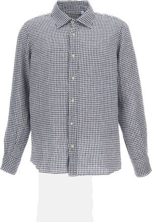 Original Vintage Checkered Linen Shirt with Classic Collar