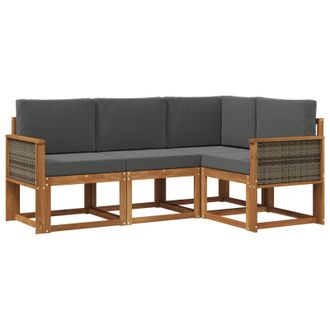 vidaXL Conjunto De Sof&aacute;s De Exterior 4 Pcs Natural Y Antracita Vidaxl