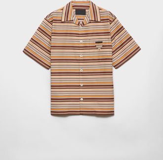 Prada Striped cotton and silk bowling shirt