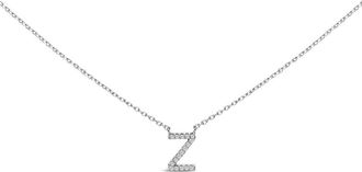 House of Brilliance 10K White Gold Diamond Accent A-Z Block Initial Pendant Necklace in White Gold | Z at Nordstrom