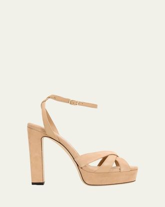 Jimmy Choo London 120mm Kove Mixed Leather Platform Sandals