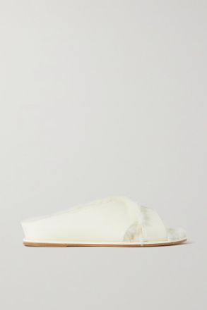 Gabriela Hearst Slide In Materiale Peluche E Pelle Ellington - Crema