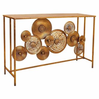 Wanderlust Deco Recibidor-consola de metal dorado 120x40x80