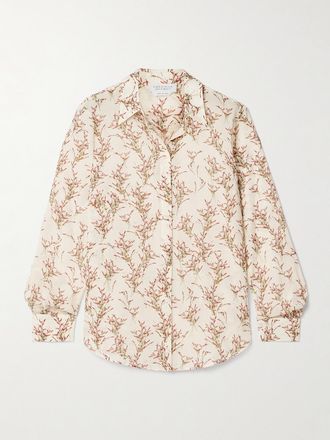 Gabriela Hearst Blusa In Garza Di Lana Floreale Henri - Avorio