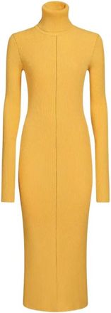 Marni Roll-neck Ribgebreide Midi Jurk - Dames - Casual kleedjes - Geel - 2XS - Polyester - Kleedjes