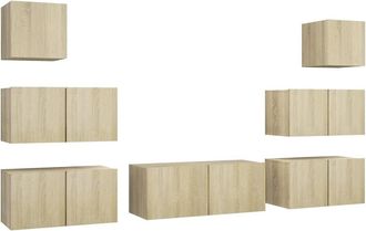 Berkfield Home 7 Piece TV Cabinet Set Sonoma Oak Engineered Wood in Tan