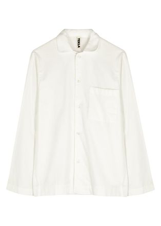 Tekla Unisex Off-white Flannel Pyjama Top, Top, 100% Organic Cotton - XXS