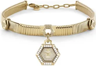 Philipp Plein $nake Hexagon Pendant Necklace Watch, 28mm in Gold at Nordstrom