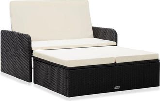 vidaXL Vidaxl - Set Muebles De Jard&iacute;n 2 Piezas Y Cojines Rat&aacute;n Sint&eacute;tico Negro