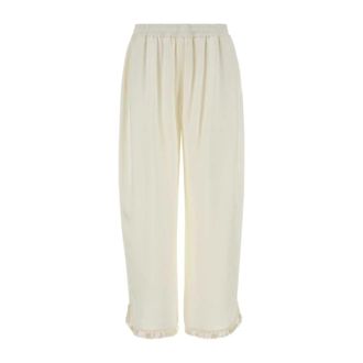 Stella McCartney Stella McCartney, Wide Trousers, female, White, Size: M Satin Pyjamas Pant