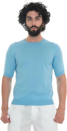 Hindustrie Slim Fit Jersey T-shirt Korte Mouwen - Heren - T-shirts - Blauw - L - Katoen - Tops