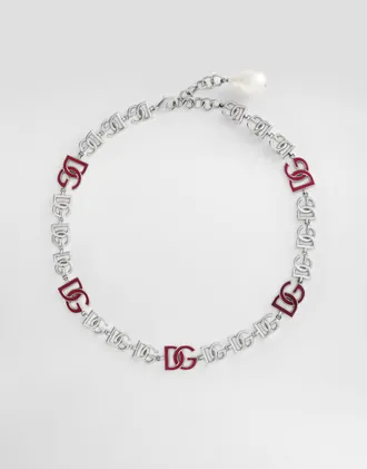 Dolce & Gabbana Short Necklace With Dg Multi-logo - Woman Bijoux Silver Metal Onesize