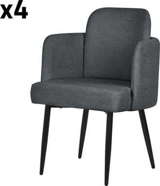 ML Design Set de 4 Sillas de comedor con funda antracita respaldo y reposabrazos