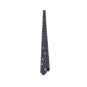 Dolce & Gabbana Corbata de sarga con estampado vintage - Accessories - Hombre - Azul - ONE SIZE