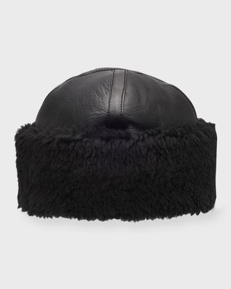 Toteme Leather Shearling Cuff Beanie