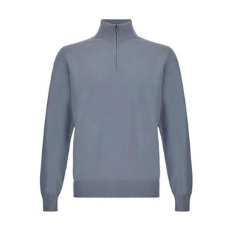 Canali C0015 Half Zip Knitwear - male - Canali - Turtlenecks - Blue - 3XL - Knitwear