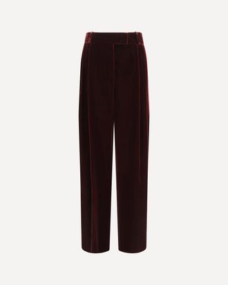 Giorgio Armani Wide leg Pants with double pleats in viscose and silk velvet Female 46