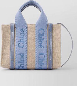 Chlo&eacute; woody mini linen tote bag