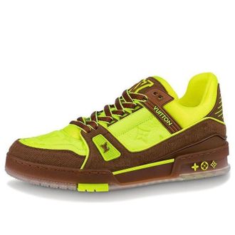 Louis Vuitton Trainers Neon Yellow with Brown 1A8Z6I