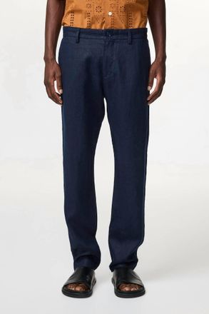 Nn.07 Theo Linen Pants In Navy Blue