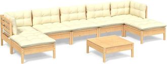 vidaXL Muebles De Jard&iacute;n 8 Piezas Cojines Madera De Pino Color Crema Vidaxl
