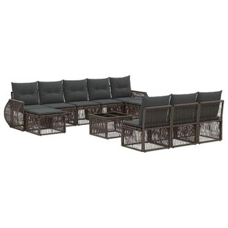 vidaXL Conjunto De Sof&aacute;s De Jard&iacute;n 11 Pcs Gris Y Gris Oscuro Vidaxl