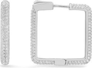 Queen Jewels Cubic Zirconia Pavé Square Hoop Earrings in Silver at Nordstrom Rack