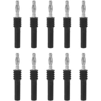 OEM 10 Conectores Banana J.20025 De 4 Mm Macho A 2 Mm Hembra, Adaptador Para Mult&iacute;metro Industrial, Color Negro