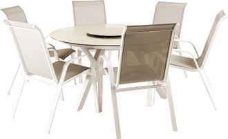 EDÈN JARDÍ Conjunto de mesas y sillas de exterior resistente al agua crema
