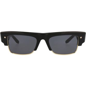 Valentino 52mm Square Sunglasses in Black Black Grey at Nordstrom Rack