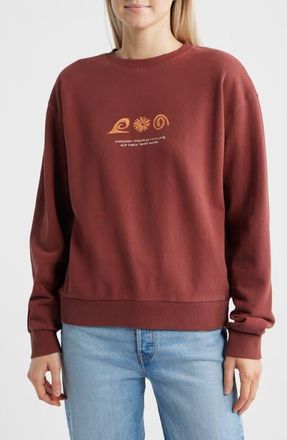 Rip Curl Sunset Surf Relaxed Cotton Graphic Sweatshirt in Red Brown at Nordstrom, Size Xx-Small