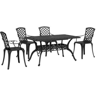 vidaXL Juego De Comedor De Jard&iacute;n 5 Piezas Aluminio Fundido Negro Vidaxl
