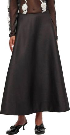 Ganni Duchesse Satin Long Circle Skirt In Black