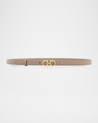 Ferragamo Thin Leather Gancini Belt